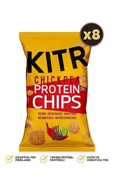 KITR 8'li Acı Biber Ve Lime Çeşnili Yüksek Proteinli Nohut Cipsi 8x50g